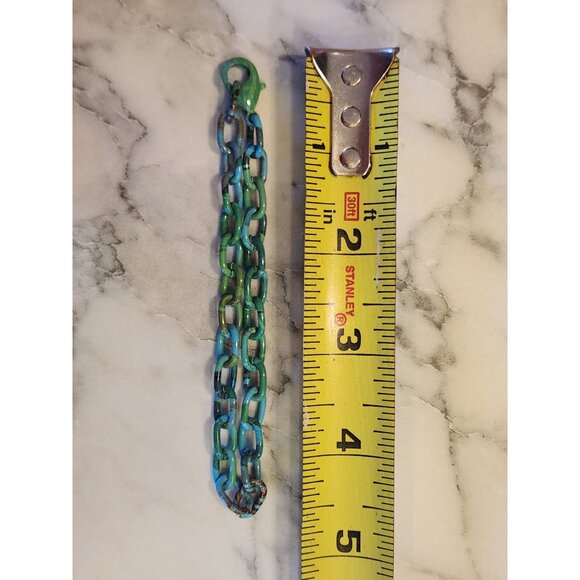 Chunky Blue & Green Chain Link Bracelet With Clasp - Picture 3 of 3